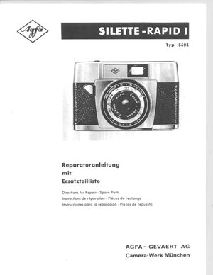 Agfa Silette Rapid I Reparaturanleitung Mit Ersatzteiliste