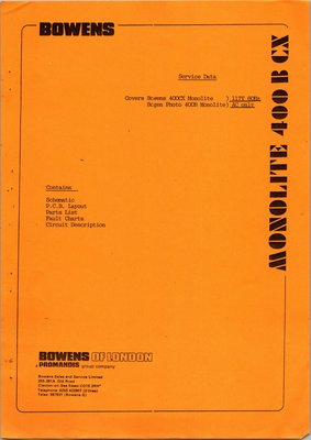 Bowens Monolite 400Bcx Service
