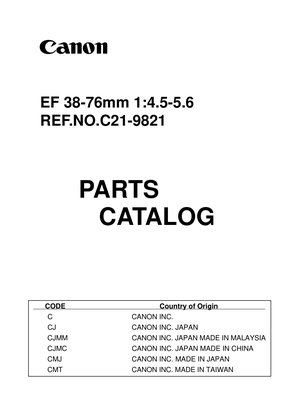 Canon EF 38 76mm f45 56 Parts