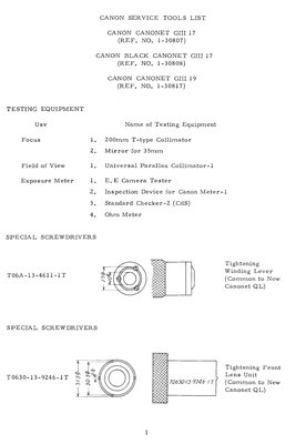 Canon Tool List Canon Canonet G III 17