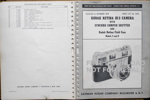 Kodak RetinaIIIS PartsList