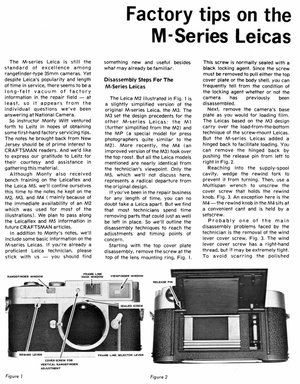 Leica Factory Tips on the M Series Leicas