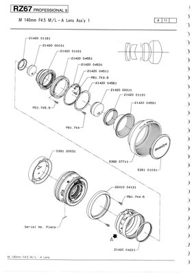 Mamiya rz 140mm m l a diagram