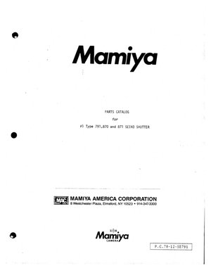 Mamiya seiko shutter parts list