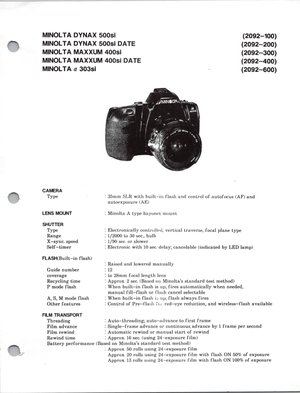 Minolta Maxxum 303si 400si 500si