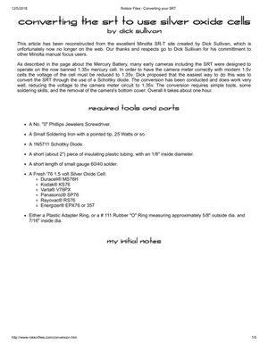 Minolta SRT Converting battery