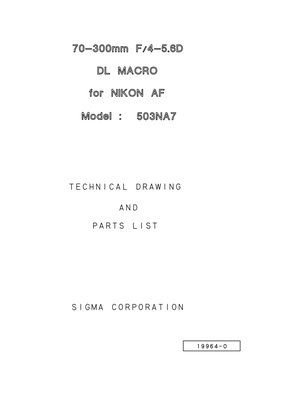 Nikon 70 300 mm f 4 5 6 DL Macro for Nikon AF Parts List