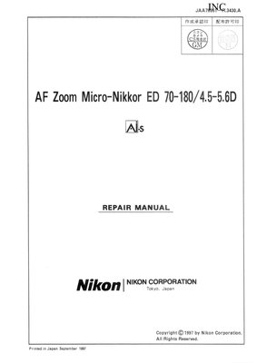 Nikon AF Zoom ED 70 180 4 5 5 6 D