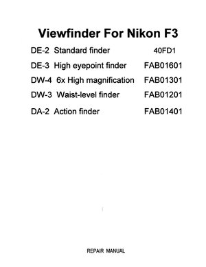 Nikon F3 finders