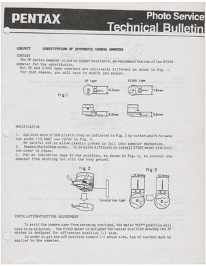 Pentax spotmatic k1000 Meter substitution