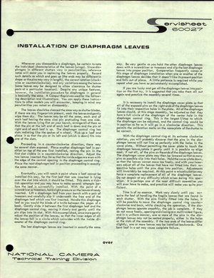 Repair Course Lesson 7 Installation Diaphram Leaves