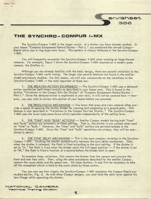 repair course Lesson 9 compur servicesheet